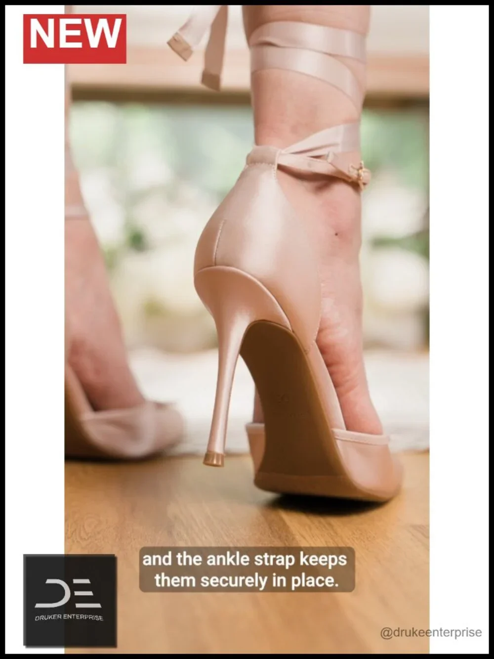 Ballet High Heel Pumps with Satin Ribbons and Ankle Strap